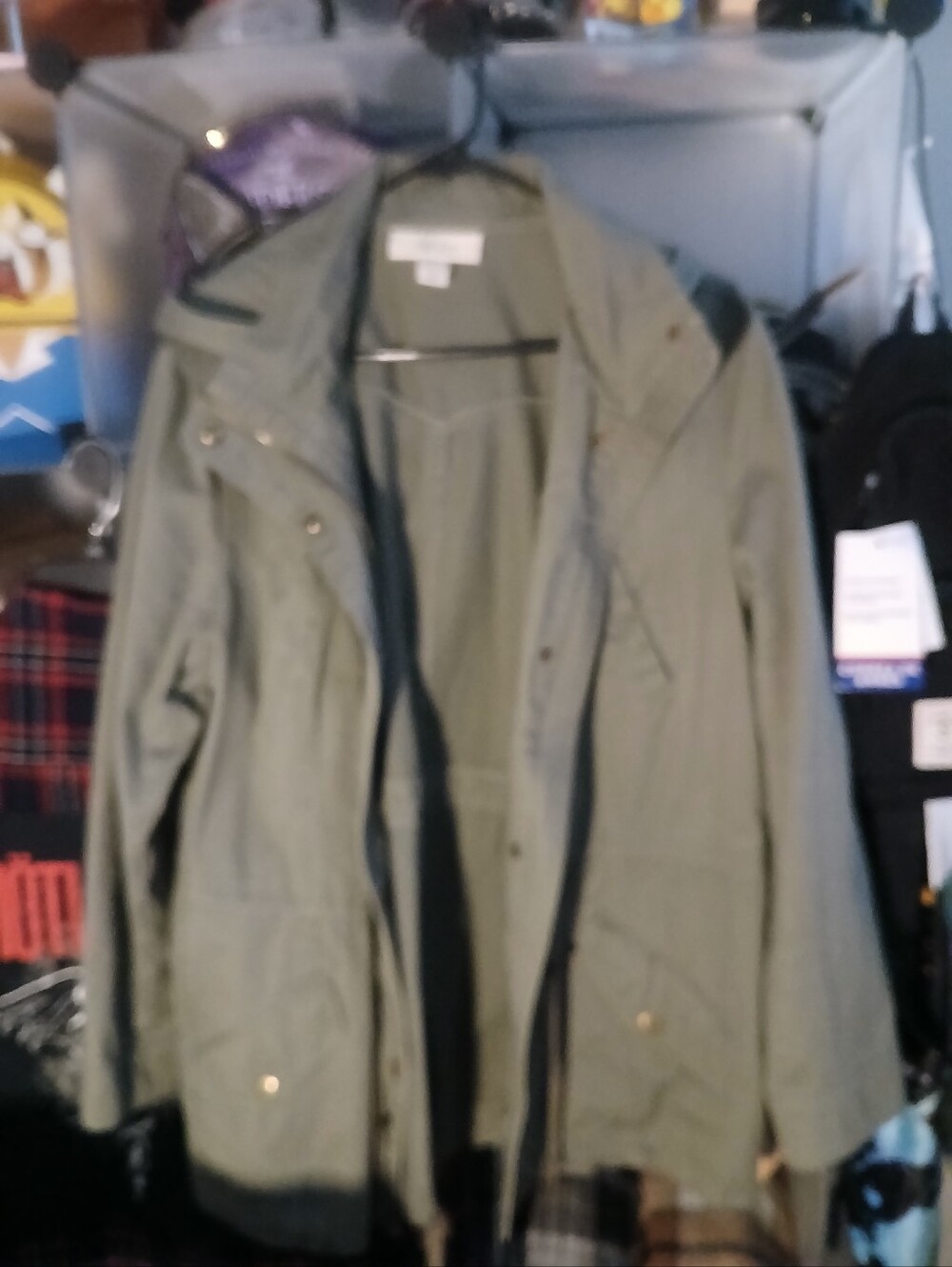 PLUS SIZE STYLE AND CO ARMY GREEN JACKET WITH HOOD SIZE 2X